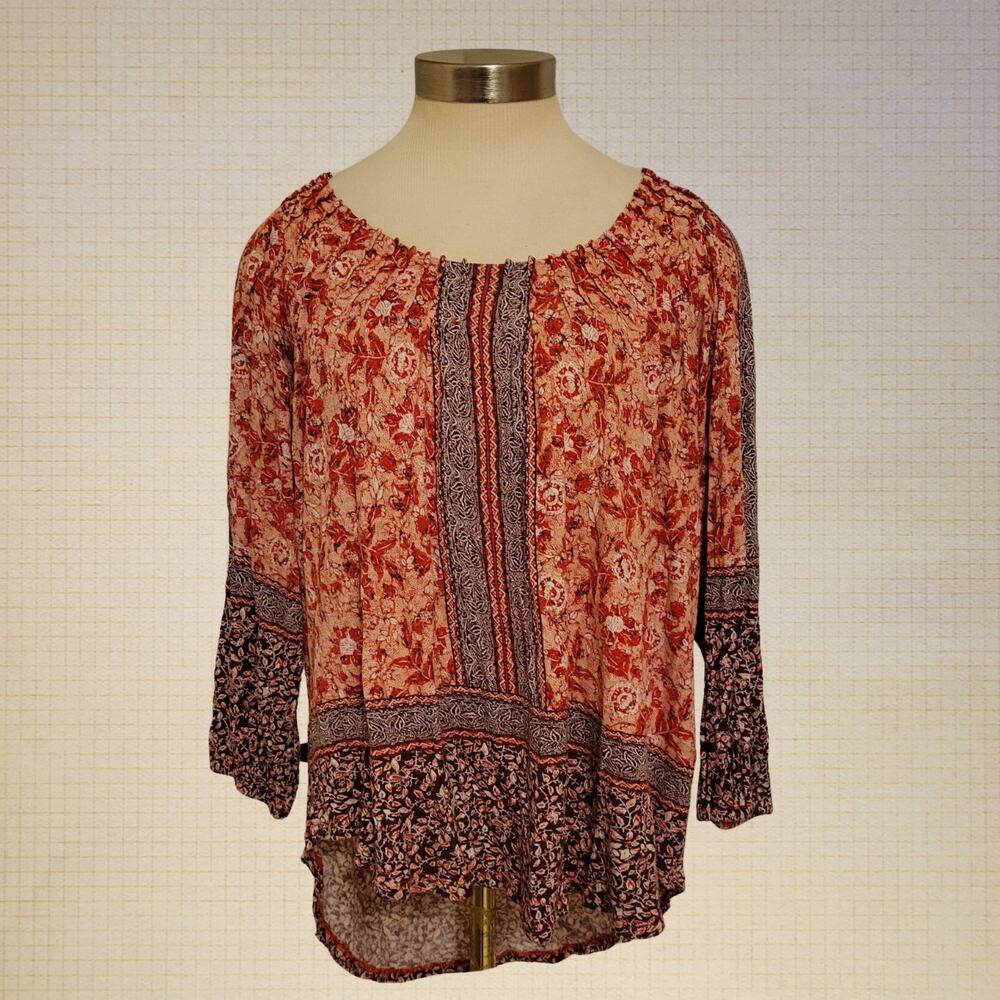 Lucky Brand Women's Floral Stretchy Viscose Casual Lounge Top Large